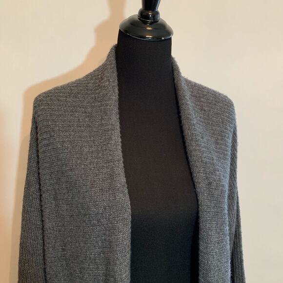 Joie gray ribbed knit cashmere wool open front cardigan size Extra Small XS - Picture 3 of 11
